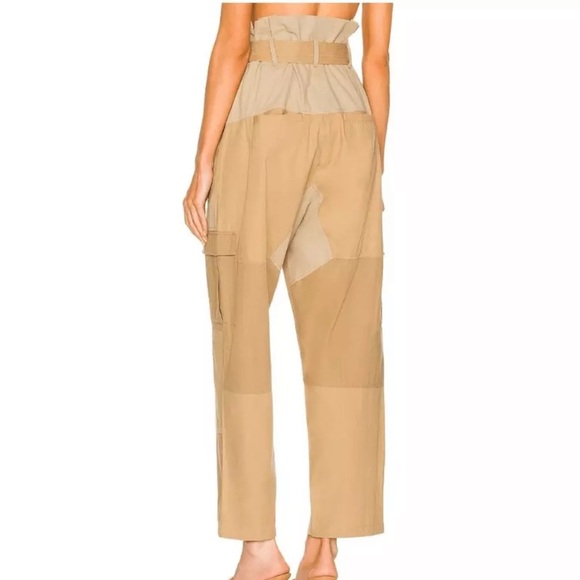 Mes Demoiselles x Anthropologie Paperbag Cargo 6/S Khaki Tan Belted High Rise - Picture 6 of 15